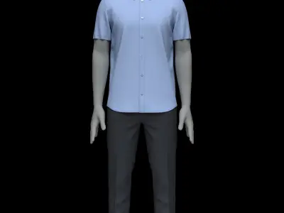 Man Half Sleeve Shirt and Pants Outfit 3D model