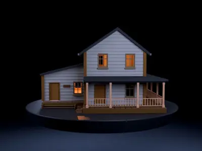 House With Veranda Low-poly 3D model