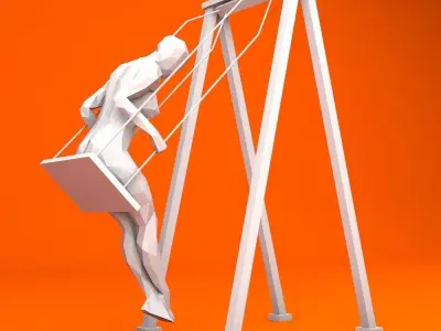 Swinging Woman Minimalist Low-poly 3D model