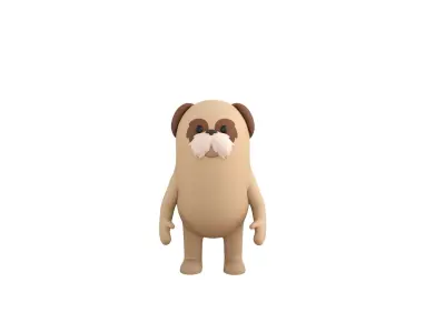 Rigged ShihTzu Dog Character 3D model