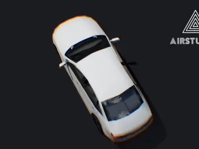 Low Poly White Car Low-poly 3D model