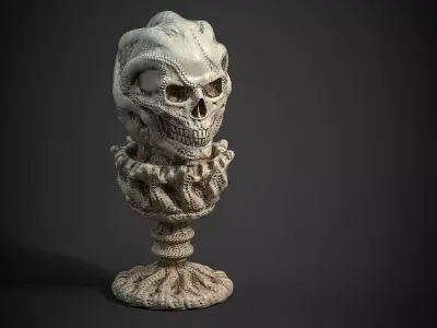 skull candle low poly and high poly 3d print model Low-poly 3D model