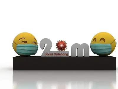 Social Distancing model for coronavirus Low-poly 3D model