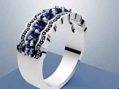Classic Multi Stone Diamond Ring 3D print model