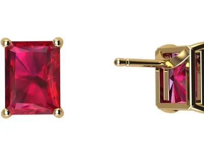 Solitaire Octagonal 8x6 mm Earring 3D print model