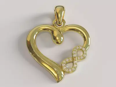 Heart pendant infinity love diamond 3D print model