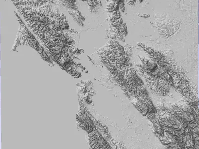 San Francisco Bay area terrain topography elevation model 3D print model