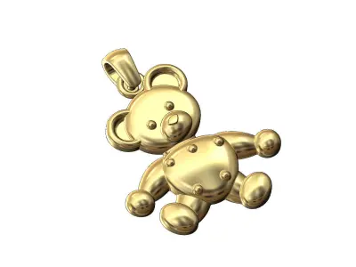 Teddy bear pendant with bail 3D print model