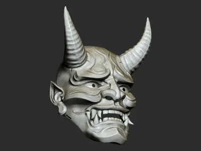 Traditional Japanese Hannya Mask  Oni Mask Samurai Mask  3D print model