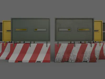 PBR Concrete Roadblock Barrier V3 Low-poly 3D model