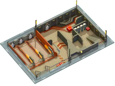 isometrical shooting room 01 Low-poly 3D model