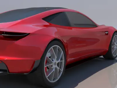 Tesla Roadster Red Edition Low-poly 3D model