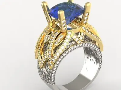 Diamond women ring 001 3D print model