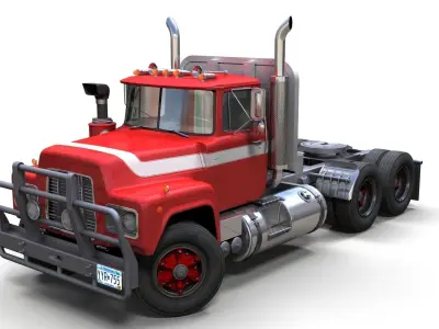 Classic semitruck Low-poly 3D model