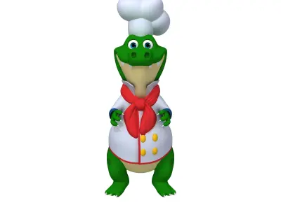 Crocodile chef cartoon 3D model