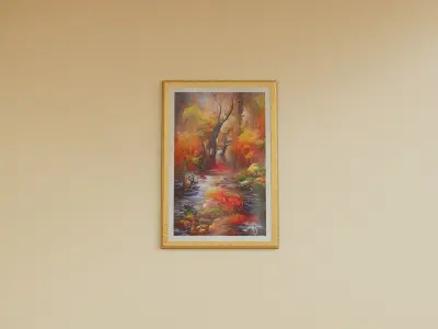 Framed Nature Oil Painting 1 Low-poly 3D model