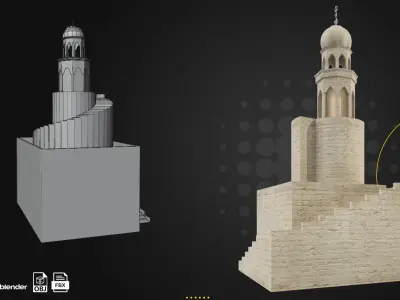 6 Arabic and Islamic Buildings Low-poly 3D model