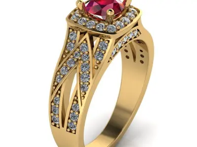 Luxury female engagement ring 3D print model
