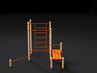 Workout 9 orange exercise equipment 3D model