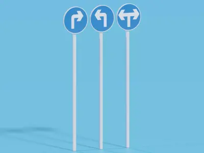 Turn Left Sign and Turn Right Sign 3D model