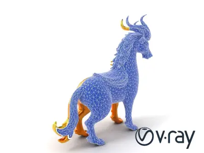 Golden Celestial Kirin Model Pack Low-poly 3D model