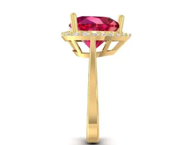 Heart Ruby Diamond Halo Ring 3D Model 1498 3D print model