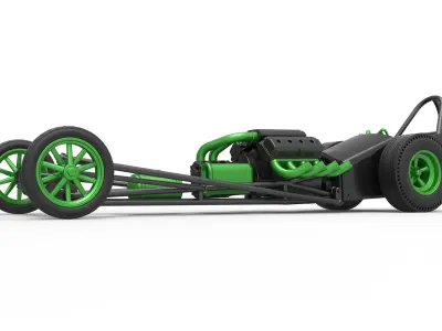 Front engine old school dragster with V8 Version 2 Scale 1 to 25 3D print model