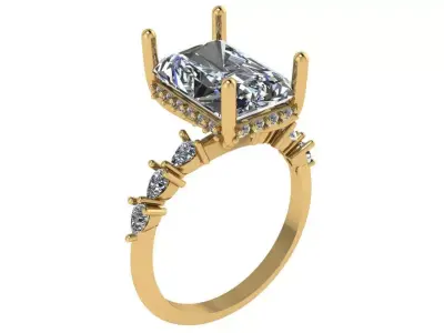 Radiant solitaire with pear shape diamond on shank  3D print model