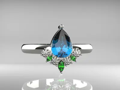 luxury mix stone ring 3D print model