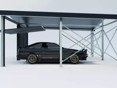 Open-type garage 3D model
