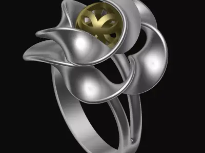Stylized Flower Ring 3D print model