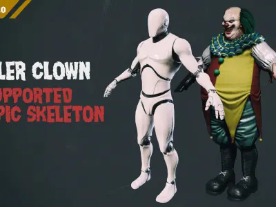 Killer Clown - Rigged and Animated Low-poly 3D model