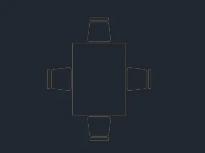 Dynamic Table with Chairs Block - Adjustable Size and Seating 3D model