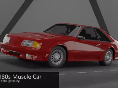 1980s Muscle Car Low-poly 3D model