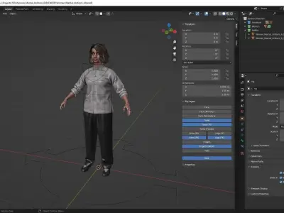 Woman - Martial Uniform 6 - Modular - Rigged Low-poly 3D model