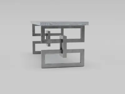 Modern Geometric Metal-Leg Dining Table  Light Wood Finish Free low-poly 3D model