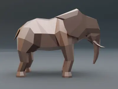 Copper elephant low poly 3D model for 3D print 3D print model