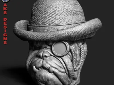 bulldog Gentlemen version 1 Penstand cum flowerpot 3D print model