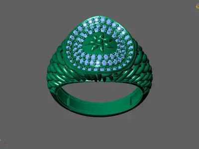 Women Ring With Stone Diamond Ready STL 3DM Models Womens Rings 3D print model 20