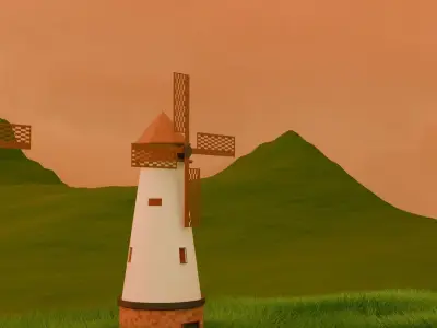 Windmill in the sunset time 3D model