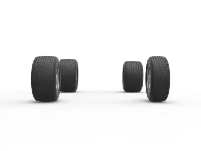 Wheel set of Northeast Dirt Modified stock car Scale 1 to 25 3D print model