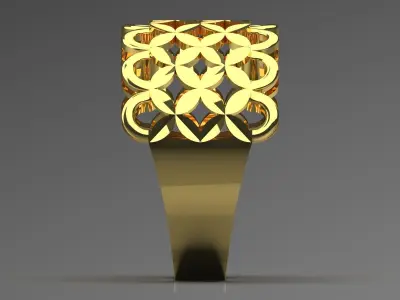  Yellow gold ring with floral design model gr0103 3D print model