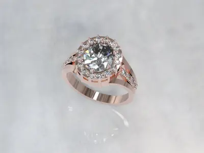 Diamond engagement ring 3D print model