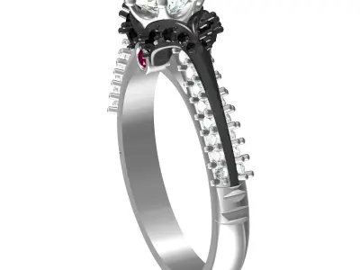 Evil Queen Black Rhodium Engagement Ring 3D print model