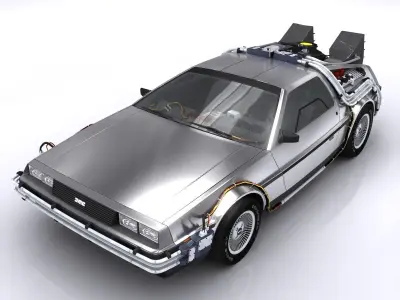 DeLorean Time Machine Low-poly 3D model