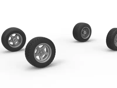 Wheel set of BriSCA Formula 1 Stock Car for Dirt Scale 1 to 25 3D print model