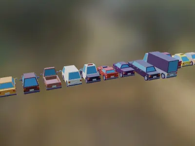 Low Poly Cars car on grassy field Low-poly 3D model