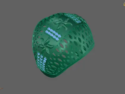 Women Ring With Stone Diamond Ready STL 3DM Models Womens Rings 3D print model 15