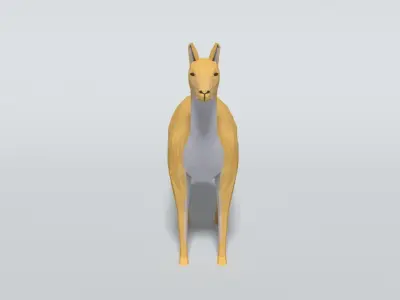 Low Poly Cartoon Llama Guanaco Low-poly 3D model