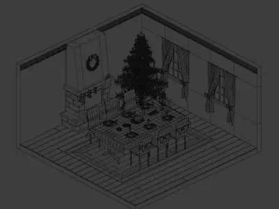 Christmas dinner Low-poly 3D model